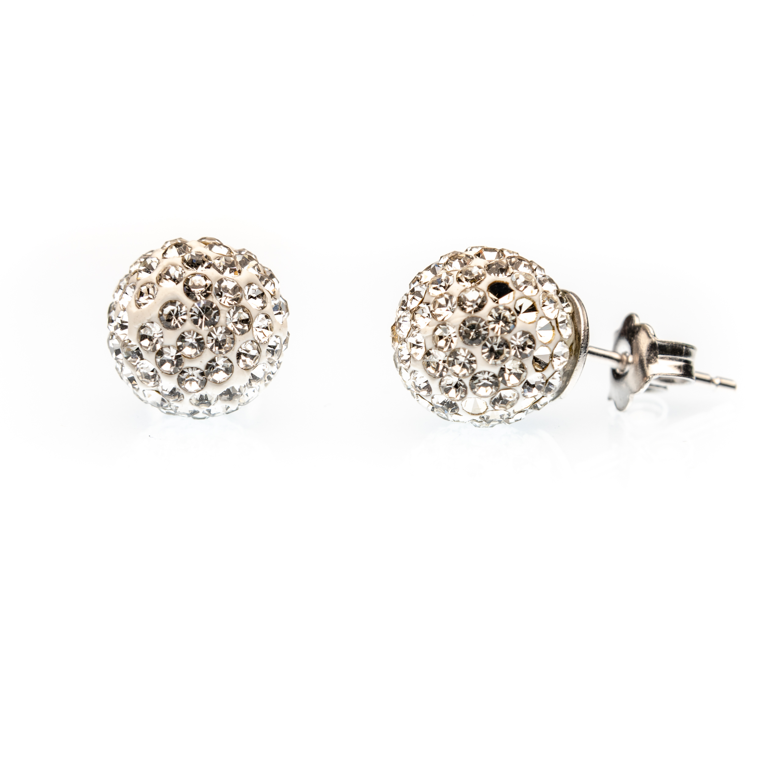 Earrings with rhinestone ball